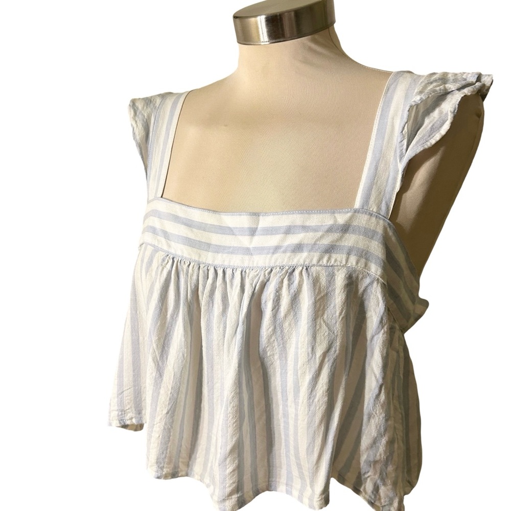 NAF NAF Light Blue & White Striped Square-Neck Camisole